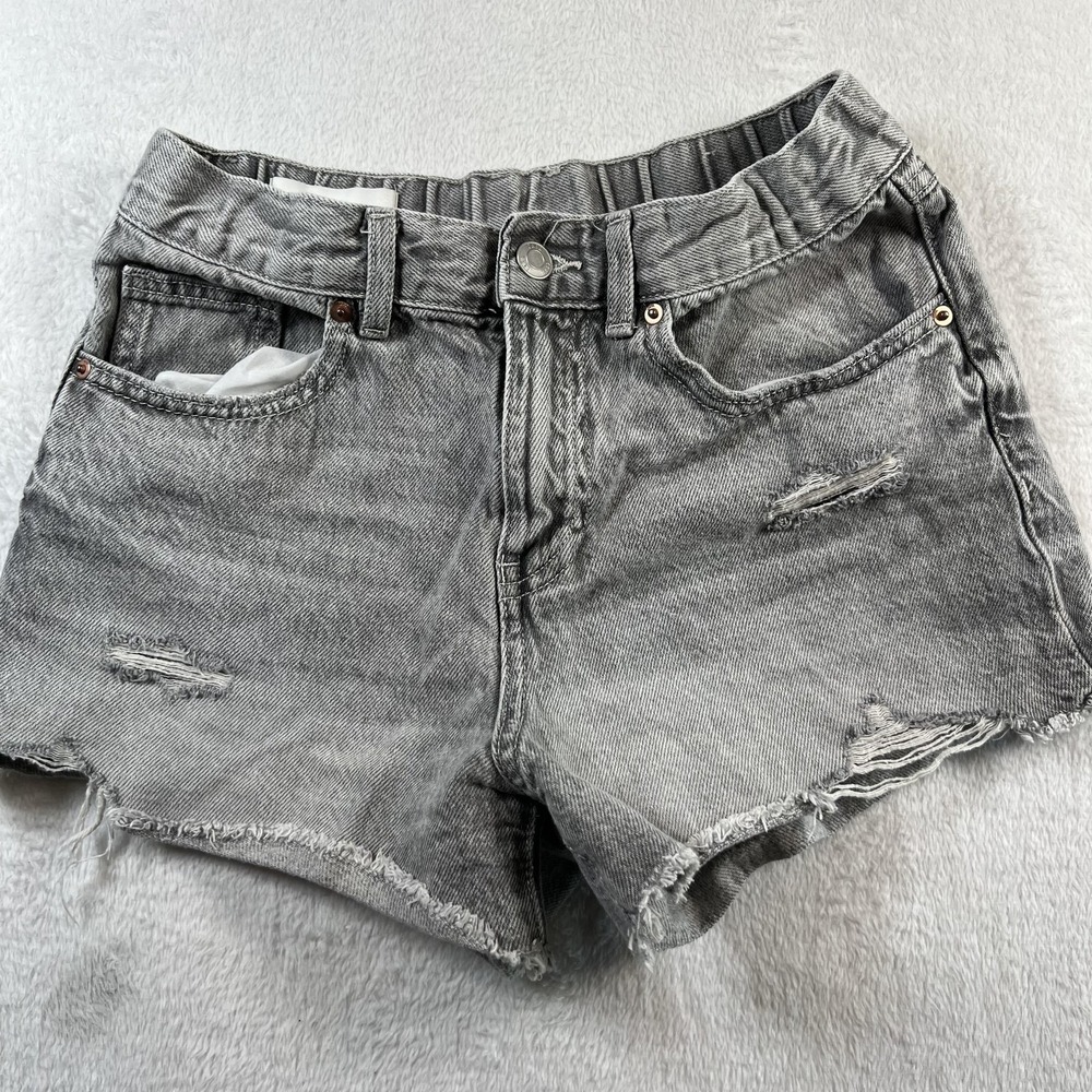 Zara Shorts Girls 13-14 Years Gray Cut-Off Distressed Frayed Adjustable Waist